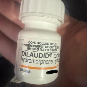 Hvite Dilaudid Hydromorfon tabletter i originalemballasje for sikker og diskret levering i Norge.